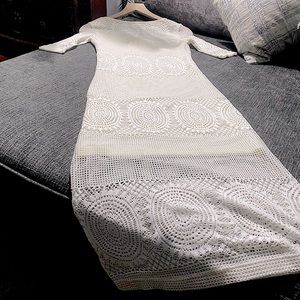 Cream crochet midi Dress